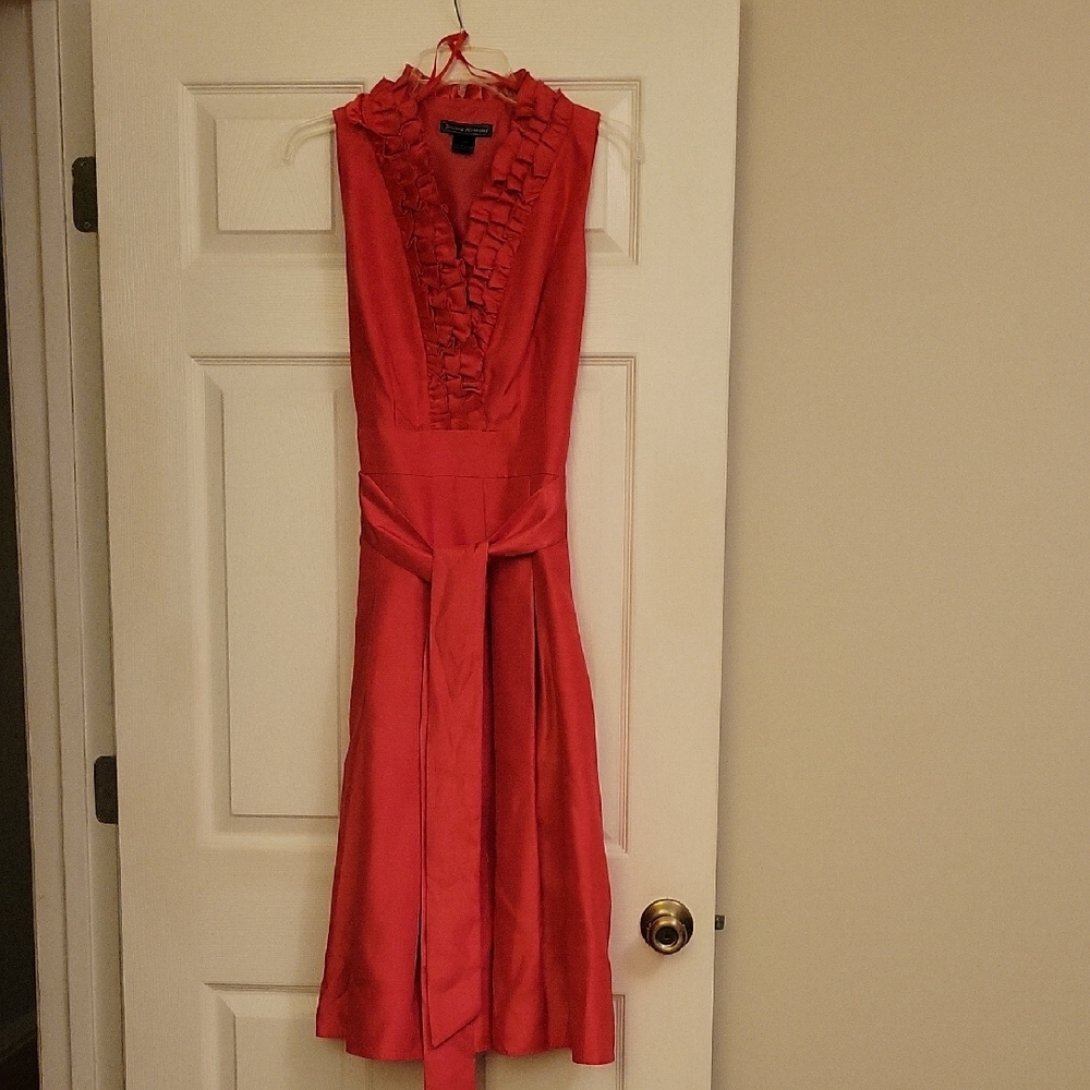 Jessica Howard Pink Ruffled Tie Front Midi Dress